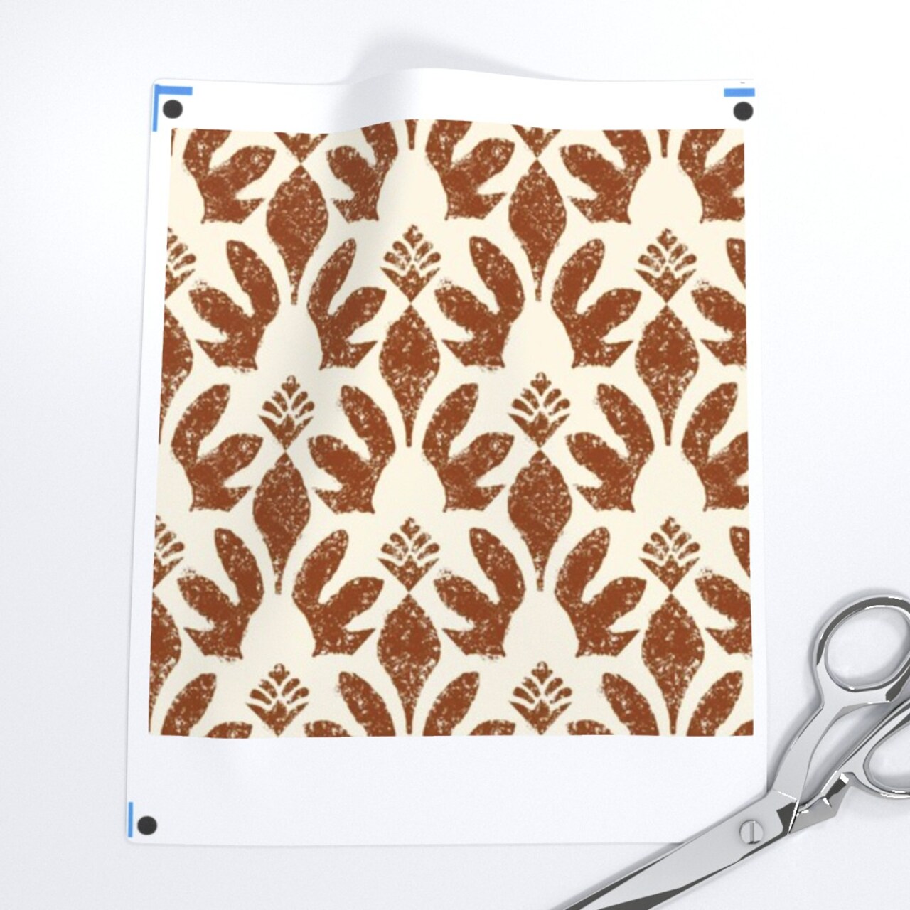 Block Print Abstract Botanical Brown Rust Bohemian Rustic Boho Stamped Custom Printed Fabric by Spoonflower Various Fabrics by the Yard or Fat Quarter